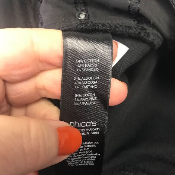 Chicos So Slimming Ankle Pant Womens Medium Black Jean Elastic Comfort Stretch - Picture 5 of 10